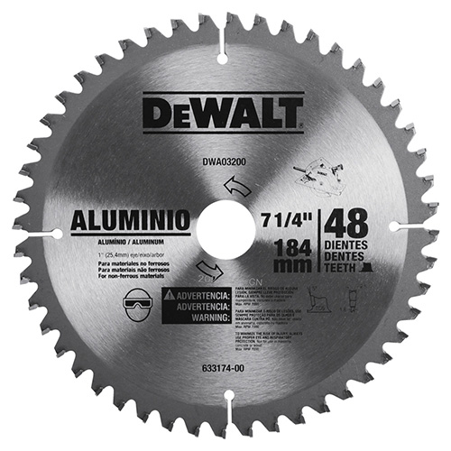 [BDA-DWA03200] DISCO C/PASTILLA DE CARBURO 7 1/4 48 DPP FLECHA 1,5/8Y3/4 ACABADO FINO ALUMINIO