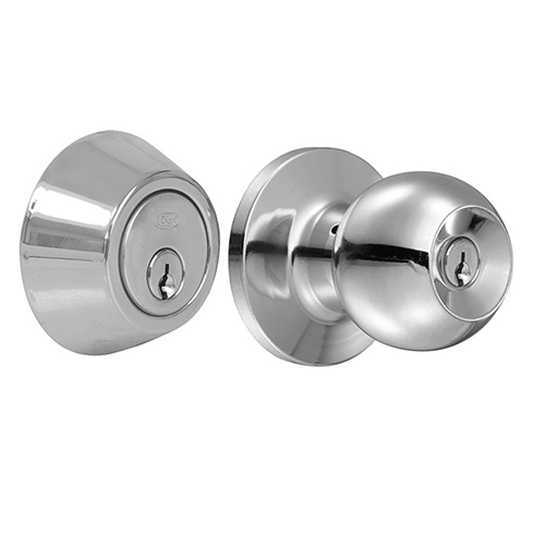 [LOC-11CB] COMBO DE POMO TUBULARES DE BOLA FUNCIÓN SENCILLA, ACERO INOXIDABLE, LLAVE ESTÁNDAR, BLÍSTE