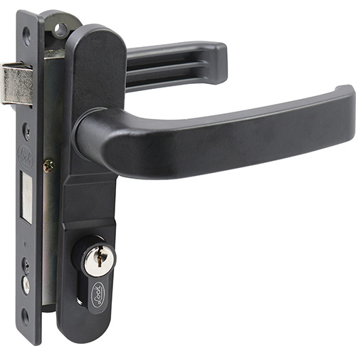 [LOC-11CL] CERRADURA EURO PARA PUERTA DE ALUMINIO FUNCIÓN DOBLE, NEGRO, LLAVE ESTÁNDAR