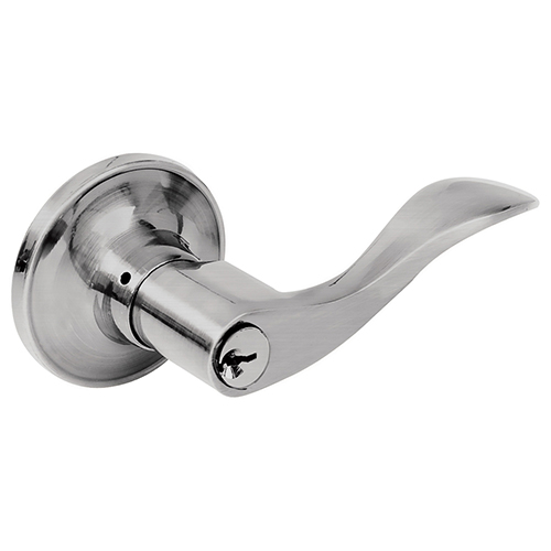 [LOC-11MA] MANIJA TUBULAR RECTA FUNCIÓN BAÑO, NÍQUEL SATINADO, LLAVE ESTÁNDAR, BLÍSTER