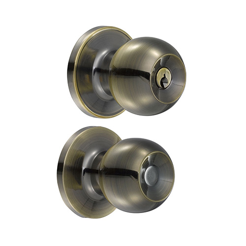[LOC-13PO] POMO TUBULAR BOLA FUNCIÓN RECÁMARA, LATÓN ANTIGUO, LLAVE ESTÁNDAR, BLÍSTER