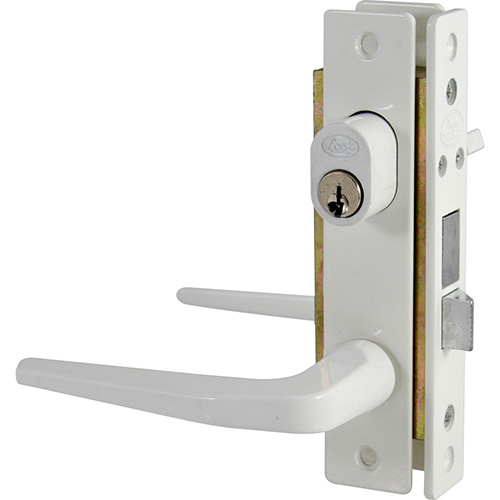 [LOC-16CL] CERRADURA CLÁSICA PARA PUERTA DE ALUMINIO FUNCIÓN DOBLE, BLANCO, LLAVE ESTÁNDAR