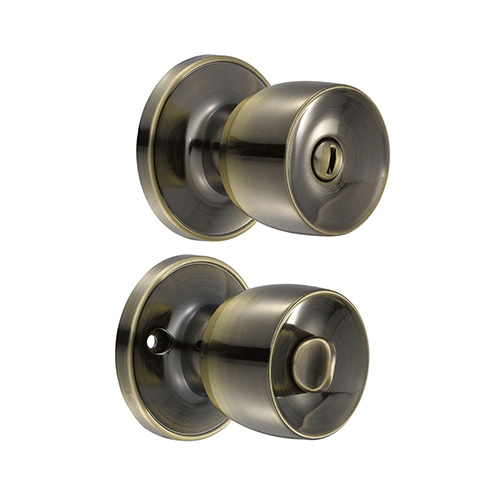 [LOC-22PO] POMO TUBULAR COPA RECTA FUNCIÓN BAÑO, LATÓN ANTIGUO, LLAVE ESTÁNDAR, BLÍSTER