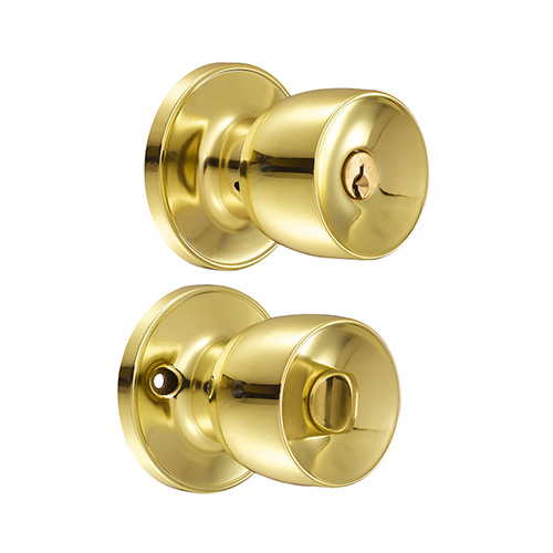 [LOC-23PO] POMO TUBULAR COPA RECTA FUNCIÓN RECÁMARA, LATÓN BRILLANTE, LLAVE ESTÁNDAR, BLÍSTER