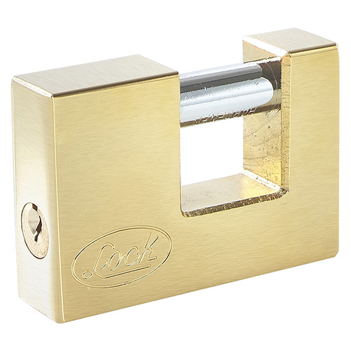 [LOC-L20C75EB] CANDADO DE ACERO PARA CORTINA METÁLICA 75 MM, LATÓN BRILLANTE, LLAVE ESTÁNDAR