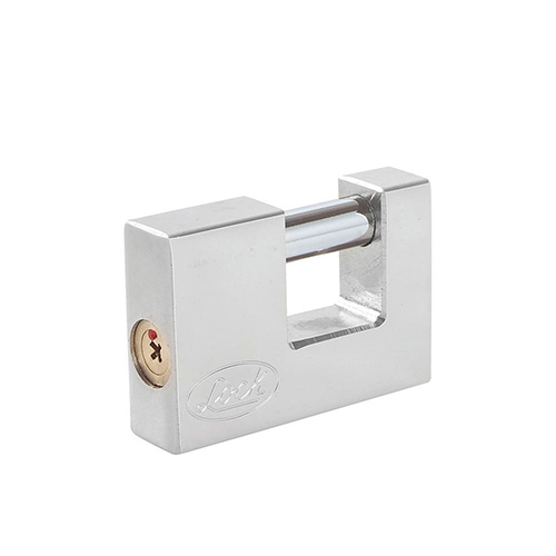 [LOC-L22C70TCSB] CANDADO DE ACERO PARA CORTINA METÁLICA 70 MM, CROMO SATINADO, LLAVE TETRA