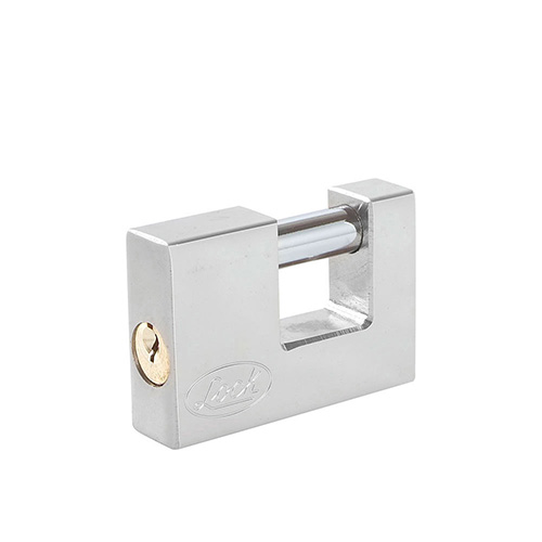 [LOC-L22C80ECSB] CANDADO DE ACERO PARA CORTINA 80 MM, CROMO SATINADO, LLAVE ESTÁNDAR