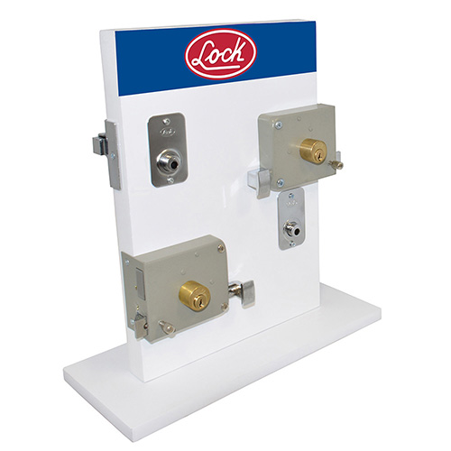 [LOC-LES] EXHIBIDOR CON CERRADURAS DE SOBREPONER Y DE BARRA, 4 PIEZAS