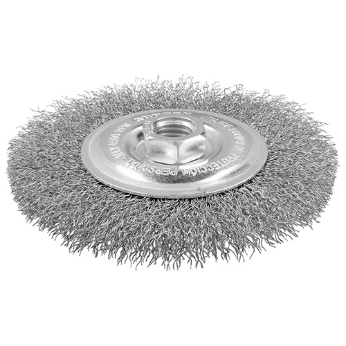 [SUR-C620] CARDA CIRCULAR ONDULADA ALAMBRE DELGADO ACERO INOXIDABLE 6" X 0.30 MM CON ROSCA 5/8"