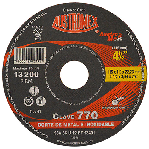[AUS-770] DISCO P/CORTE DE METAL 4 1/2" X 3/6