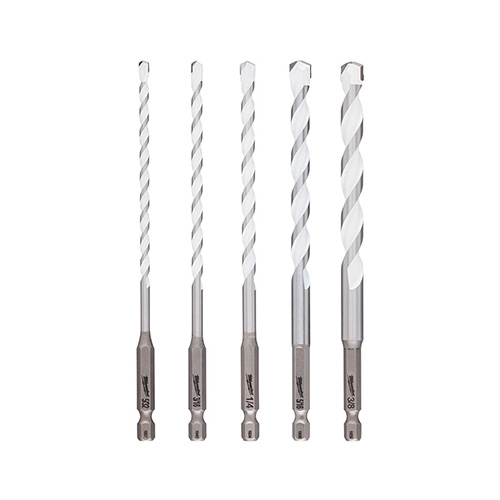 [MIA-48-20-8898] KIT DE BROCAS DE CARBURO DE 5 PZAS SHOCKWAVE P/MATERIALES MÚLTIPLES KIT (5/32-3/16-1/4-5/16-3/8) ZANCO 1/4