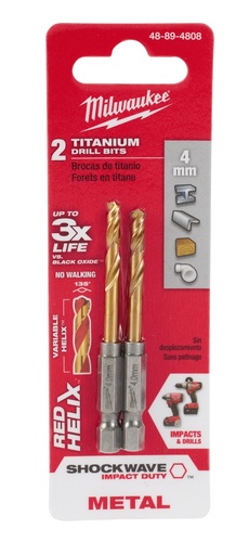 [MIA-48-89-4808] BROCAS MÉTRICAS DE TITANIO SHOCKWAVE ™ RED HELIX ™ 4MM