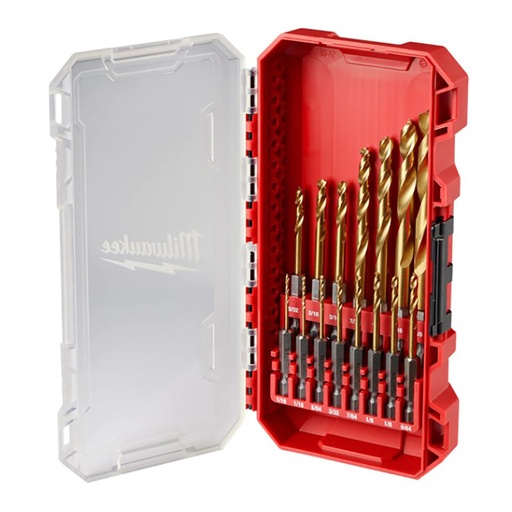 [MIA-48-89-4670] JUEGO DE BROCAS DE TITANIO SHOCKWAVE RED HELIX C/ESTUCHE DE 15 PIEZAS