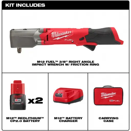 [MIL-2564-22] LLAVE DE IMPACTO EN ANGULO RECTO M12 FUEL DE 3/8 " CON ANILLO DE FRICCION  - KIT