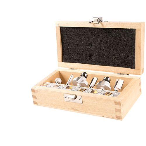 [MAA-D-53578] JUEGO DE 6 CUCHILLAS P/ROUTER C/CARBONO TUG. C/ESTUCHE MADERA (MAA-D53578)
