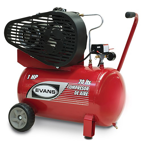 [EVA-E055ME100-070] COMPRESOR LUBRICADO 1 ETAPA 1 HP MONOF. 125 lb 70L HOR.