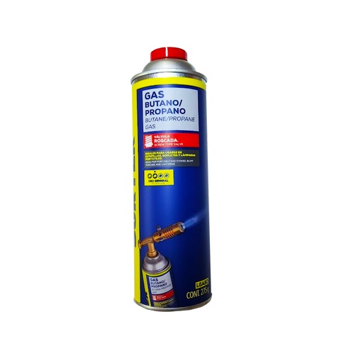 [SUR-LGASO] GAS BUTANO PROPANO EN LATA 275 GR CON VALVULA ROSCADA