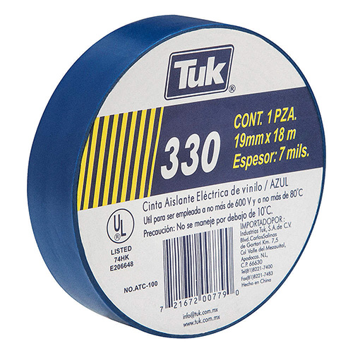 [TUK-330-3/4X18AZUL] CINTA ELECTRICA VINIL 3/4 X 18m AZUL