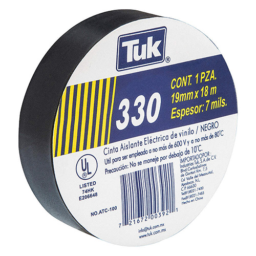 [TUK-330-3/4X18NEG] CINTA ELECTRICA VINIL 3/4 X 18m NEGRA
