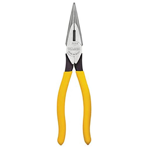 [TUL-203-8] PINZA DE PUNTA CONICA C/CORTE 8 MANGO AMARILLO BLISTER