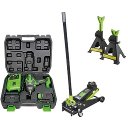 [JBM-BLACKFR-153] COMBO DE PISTOLA DE IMPACTO 60044C + JUEGO DE 2 CABALLETES 3 TON 53779 + GATO HIDRÁULICO CARRETILLA 3.5 50818