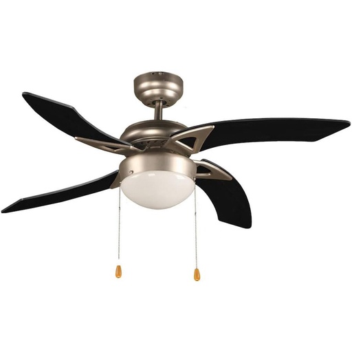 [AXO-V4205] VENTILADOR DE TECHO DE 42 PULGADAS DE 60 WATTS CON LUZ Y CADENA COLOR NIQUEL SATINADO Y ASPAS NEGRAS MOD. VANT