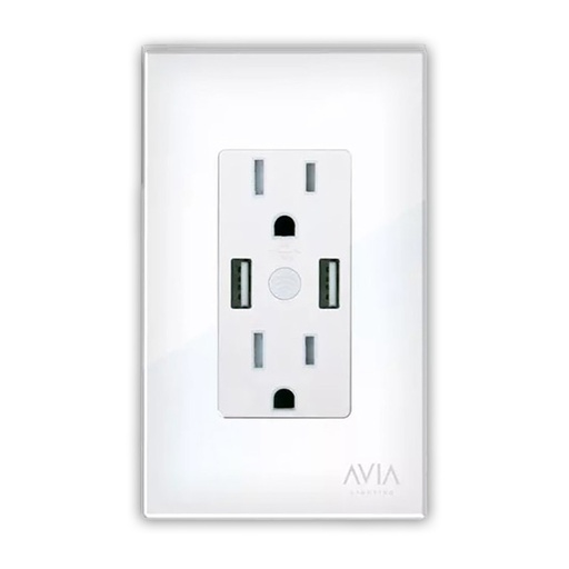 [AXO-SH1104] PLACA DE CONTACTOS DUPLEX D/POLICARBONATO SMART WIFI DE 2 CONTACTOS/2 USB CONTROL POR VOZ PLACA DE CRISTAL BLANCO