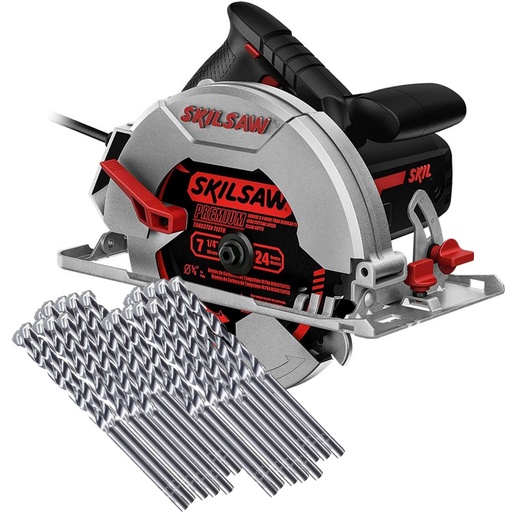 [SKP-F0125402AA+C01] COMBO SIERRA CIRCULAR 7 1/4 1,400 W C/DISCO P/CORTE DE MADERA Y CLAVOS+20 BROCAS P/CONCRETO DE 5/16X5