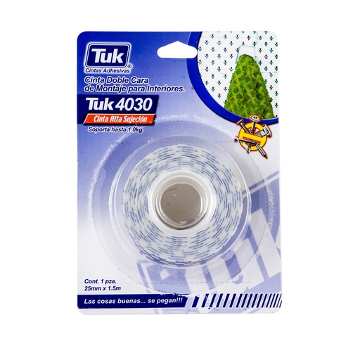 [TUK-423004] CINTA ADHESIVA DOBLE CARA CON ESPUMA DE POLIETILENO DE 3/4 X 15 MTS (MODELO 4030)