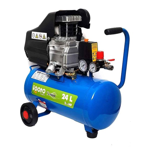 [IGO-COMP-24] COMPRESOR DE AIRE LUBRICADO DE 2 1/2 HP DE 24 LITROS 127 V 115 PSI MARCA IGOTO 160 L/MIN
