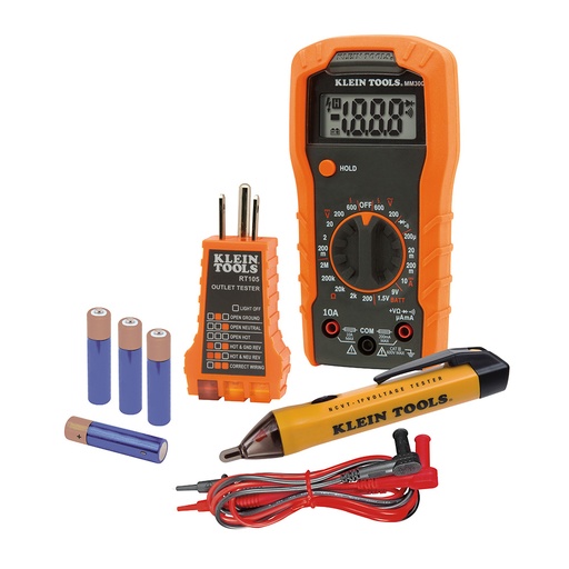 [KLE-69149P] COMBO DE PRUEBA Y MEDICION MULTIMETRO MM300+PROBADOR DE VOLTAJE SIN CONTACTO NCVT-1+PROBADOR DE POLARIDAD RT105