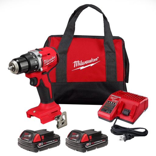 [MIL-3601-22CT] TALADRO/DESTORNILLADOR DE 1/2 COMPACTO SIN CARBONES M18 V C/2 BAT DE 2 AMPS.
