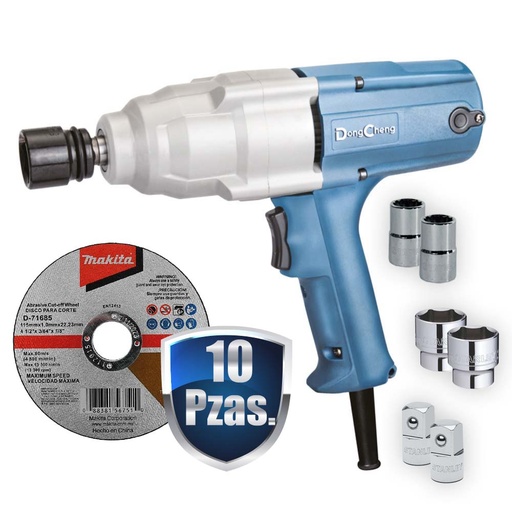 [DCH-DPB20S+C01] COMBO LLAVE DE IMPACTO 1/2 DE 450 WATTS ELECTRICA +6 DADOS Y ADAPT STANLEY+10 DISCOS MAKITA