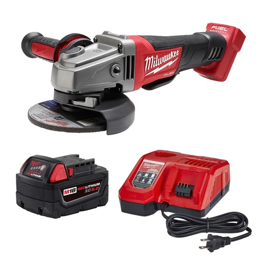 [MIL-2880-20+STARTERKIT] MINIESMERILADORA CON FRENO M18 FUEL + CARGADOR Y 1 BATERIA 5 AMP M18 (MOD 48-59-1850)