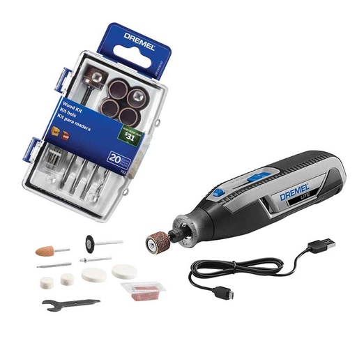 [DRE-0615A001EW] COMBO MULTIPRO INALAMBRICO SERIE LITE+KIT DE 20 ACCESORIOS PARA MADERA EN OP. DE TALLADO/LIJADO Y PERFORACION