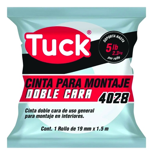 [TUK-422800] CINTA ADHESIVA DOBLE CARA CON ESPUMA DE POLIETILENO DE 3/4 X 1.5 MTS (MODELO 4028) LINEA ECONOMICA