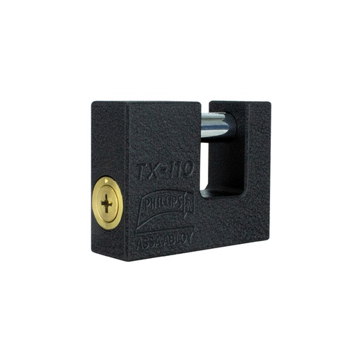 [PHI-MX7193] CANDADO DE HIERRO ACABADO COLOR NEGRO PARA CORTINA MODELO TX110 DE 71 MM (PHI-TX110) LLAVE TETRA EXTRA SEG.