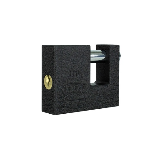 [PHI-MX7195] CANDADO DE HIERRO ACABADO COLOR NEGRO PARA CORTINA MODELO 110 DE 71 MM (PHI-110) LLAVE NORMAL