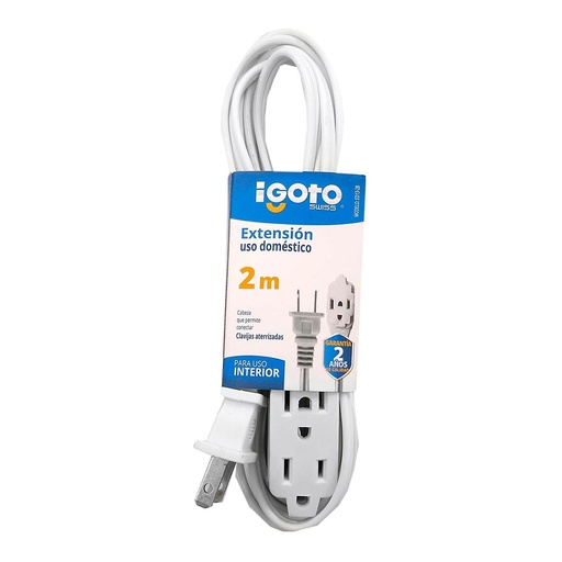 [AXO-ED13-2B] EXTENSION DOMESTICA DE 2 MTS CALIBRE 16 AWG COLOR BLANCA MATERIAL ALU-COBRE C/3 ENTRADAS