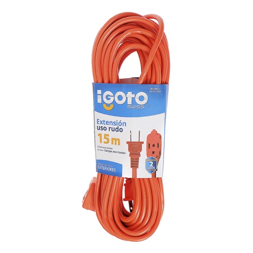 [AXO-ER13-15NA] EXTENSION DE USO RUDO DE 15 MTS CALIBRE 16 COLOR NARANJA MATERIAL ALU-COBRE C/3 ENTRADAS