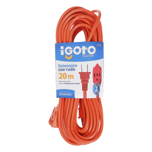 [AXO-ER13-20NA] EXTENSION DE USO RUDO DE 20 MTS CALIBRE 16 COLOR NARANJA MATERIAL ALU-COBRE C/3 ENTRADAS