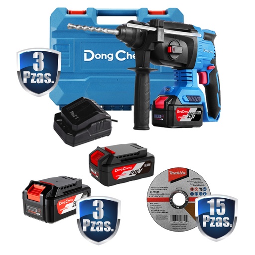 [DCH-DCZC04-24EM+C01] COMBO BF 3 ROTOMARTILLOS SDS PLUS DE 1, 20 V S/CARB,2 BAT. 4 AMPS Y ESTUCHE+ 3 BATERIAS DE 20 V, 4 AMPS.+15 DISCOS