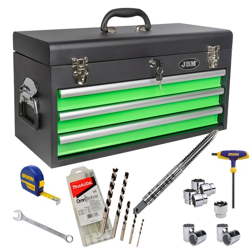 [JBM-51600+C02] COMBO CAJA DE HTAS C/3 PANELES FRONT Y SUP+KIT MECANICO DE DADOS, LLAVES Y HTA IRW DE 13 P C/VALOR DE $600.00