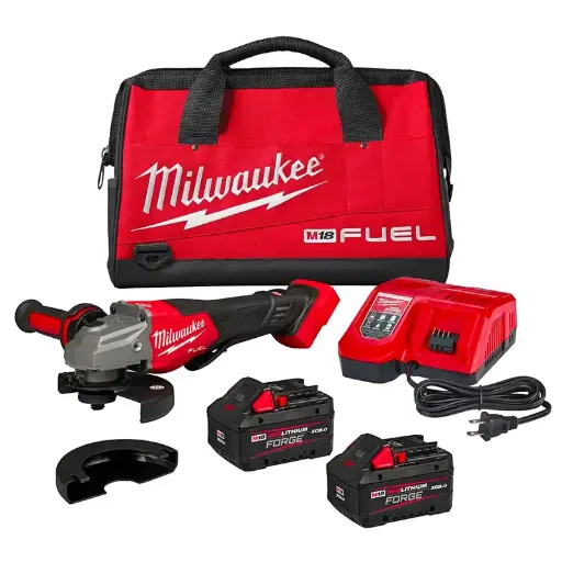 [MIL-3670-22] MINI ESMERILADORA 4 1/2 M18 FUEL CON FRENO E INTERRUPTOR DE PALETA CON CARGADOR RAPIDO Y DOS BATERIAS 8AMP FORGE