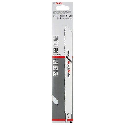 [BOA-2608656270] PAQUETE DE 2 SEGUETAS PARA SIERRA SABLE DE 9 PULGADAS 10D BOSCH PARA MADERA Y METAL