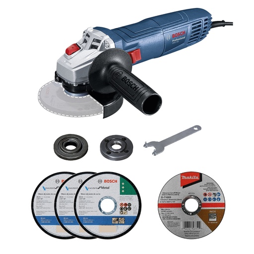 [BOI-06013A30G0+C01] COMBO MINIESMERILADORA DE 4 1/2 PULG. 710 W C/FLECHA M14 MOD- GWS 700 + 6 DISCOS DE CORTE BOSCH Y MAKITA