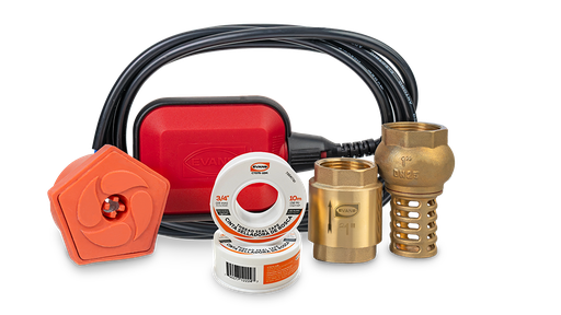[EVA-KIT-INST-SUP-01] KIT DE INSTALACION PARA BOMBAS DE SUPERFICIE 1X1 (FLOTADOR, VALVULA CHECK, VALVULA NTP, CINTA SELLA ROSCAS)
