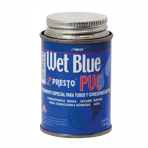 [PRE-9608] PEGAMENTO AZUL PRESTO PVC WET BLUE LATA DE 118 ML.