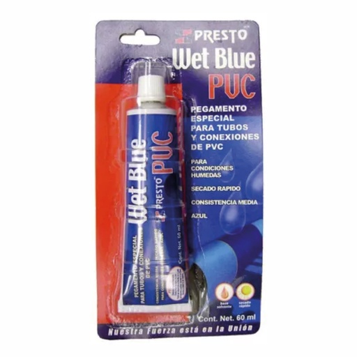 [PRE-9606] PEGAMENTO AZUL PRESTO PVC WET BLUE TUBO DE 60 ML
