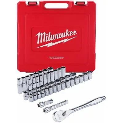 [MIA-48-22-9010] 47PC 1/2 DRIVE METRIC & SAE RATCHET AND SOCKET SET WITH FOUR FLAT™ SIDES